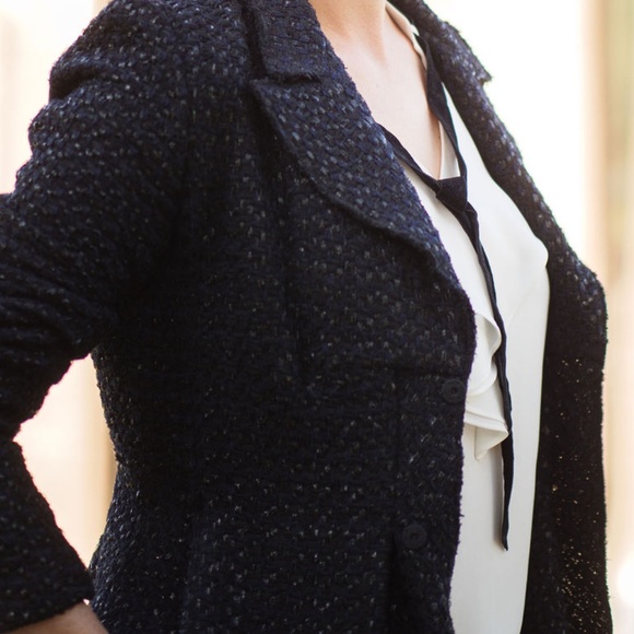 Couture Tweed Blazer | Marni | Black and Navy Metallic - Picture 9 of 10